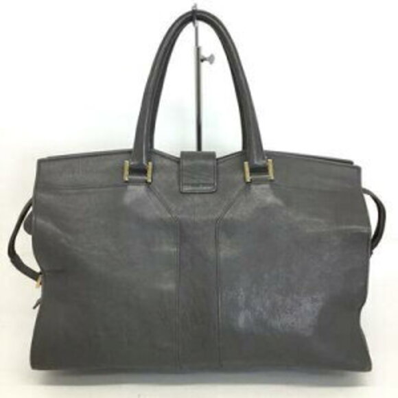 Saint Laurent Cabas Yves Chyc tote bag in Gray leather - Picture 2 of 15